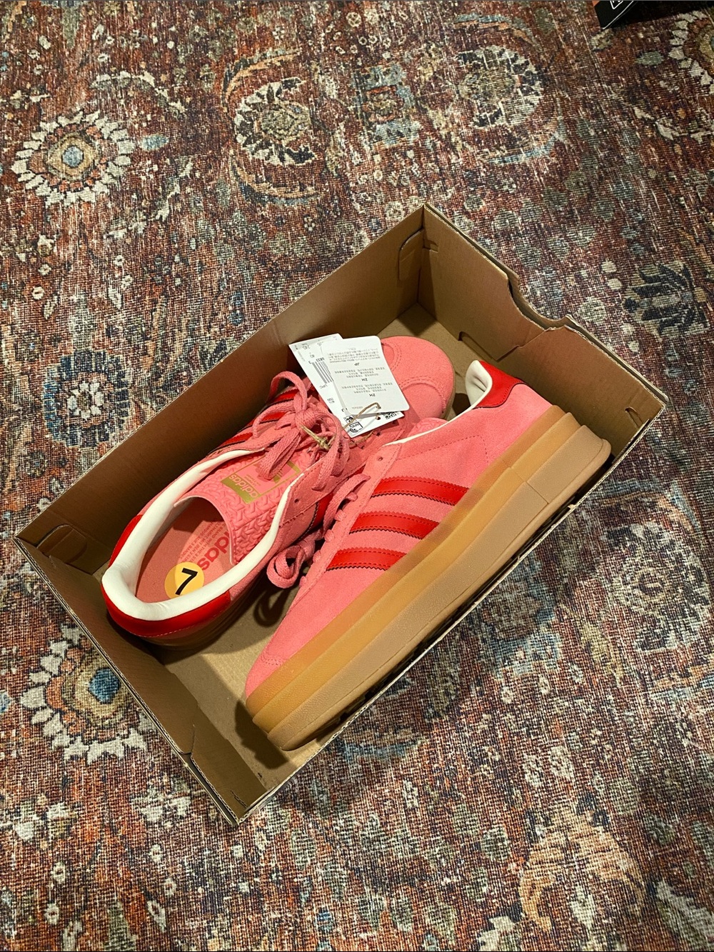 New Adidas Gazelle J Bold Pink & Red Suede Platform Sneakers Women’s 8.5/9 - Picture 8 of 9